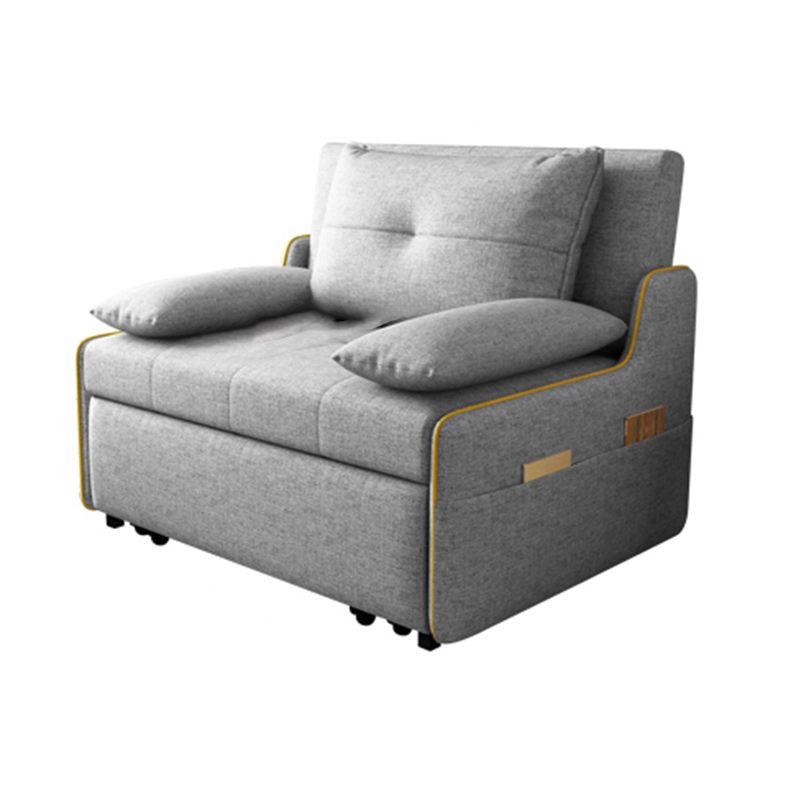 Storage Futon in Gray Modern Fabric Futon And Mattress with Pillows