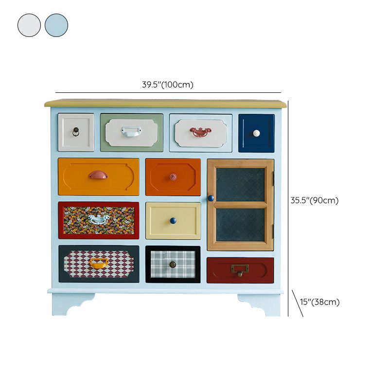 Coastal Storage Chest Dresser Manufactured Wood Dresser with Drawers and Doors