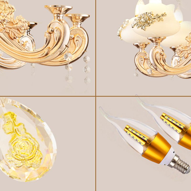 Imitatie jade gouden kroonluchter hanger lichtknop vintage hangend licht met kristal accent