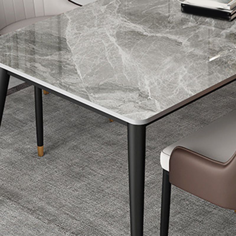 Rectangle Black Base Dining Table Modern Stone Table for Dining Room Use