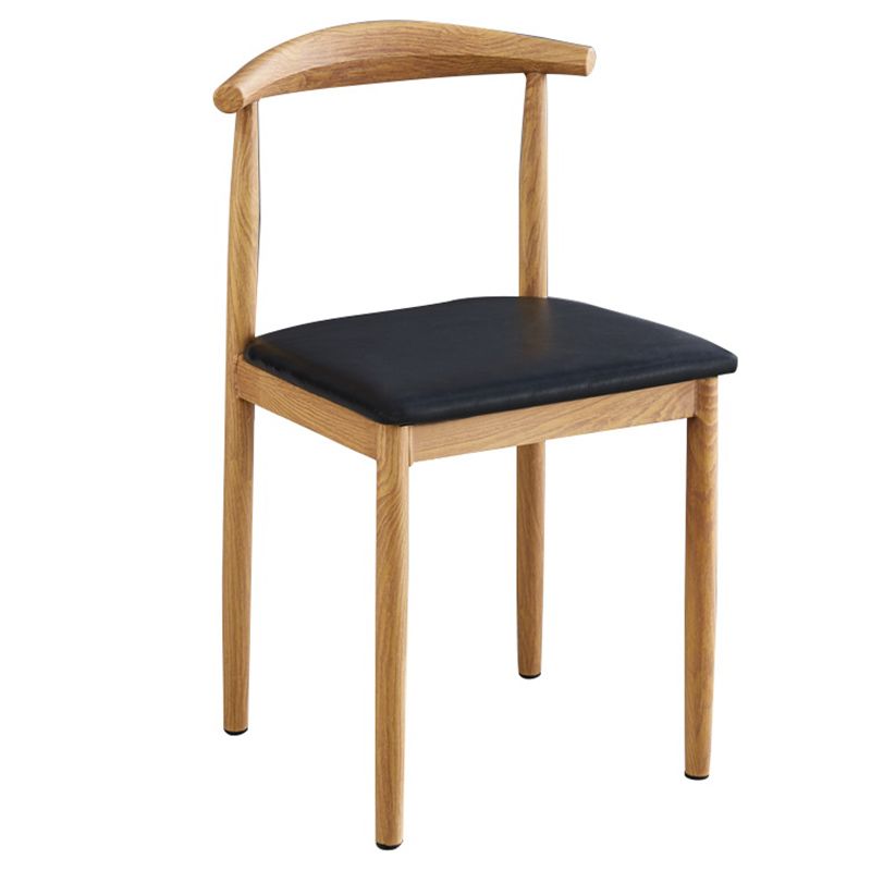 Contemporary Style Metal Kitchen Chairs Set Open Back Side PU Leather Chair