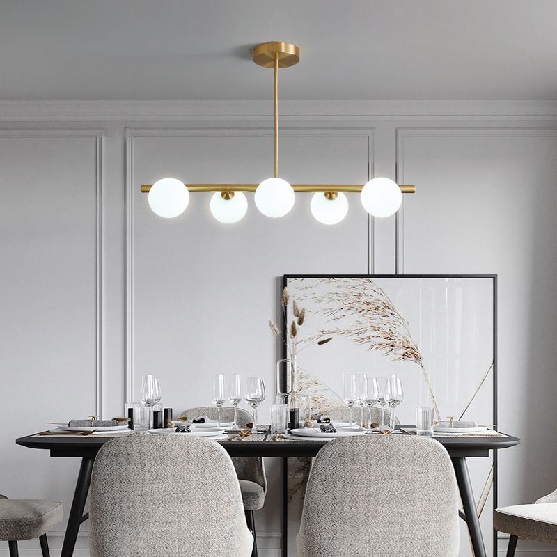 Modern Simple Hanging Lamp Glass Ball Shape Shade Island Light Fixture for Living Room