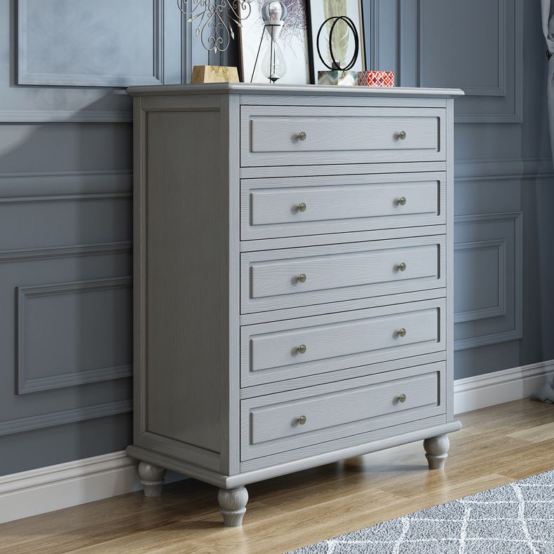 Contemporary Accent Chest with 5 Drawers and Bun Feet in Solid Wood