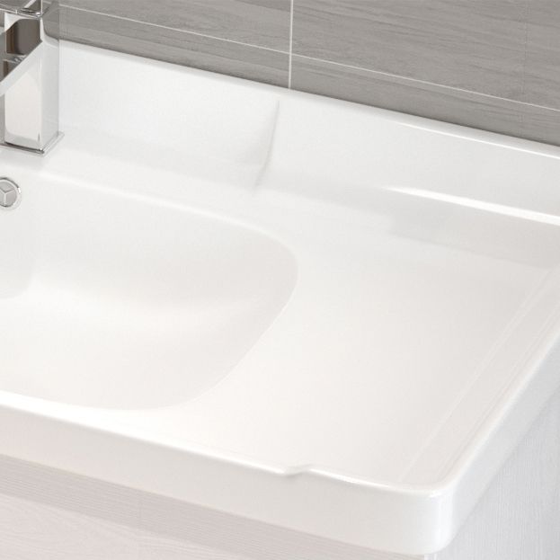 Ceramic Single Bathroom Vanity  Modern White Rectangular Freestanding Vanity Set