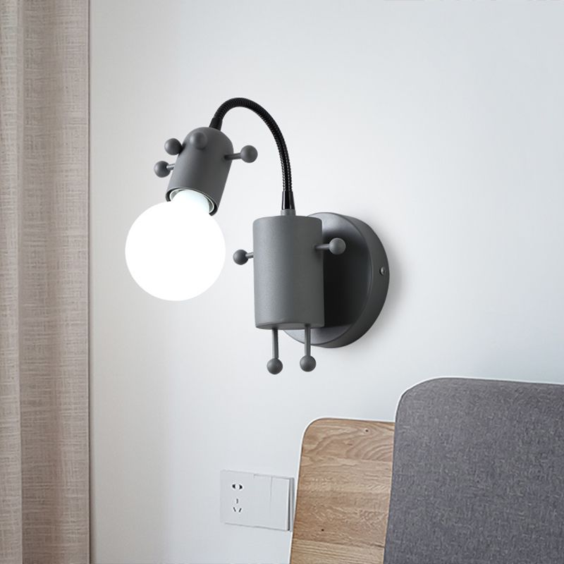 Flexibele giraf kinderen bedmuurlicht metaal 1 bol cartoon leeswandlamp met kaal bolontwerp