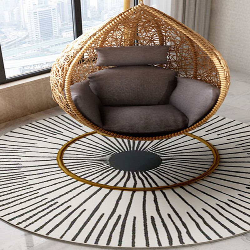 Postmodern Indoor Carpet Black and White Polyester Rug Washable Area Rug for Living Room