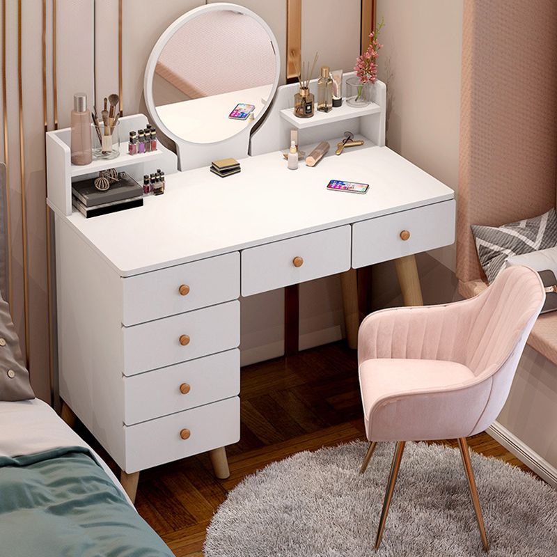 Artificial Wood Countertop White/grey 4 Legs Dresser with 6 Drawers
