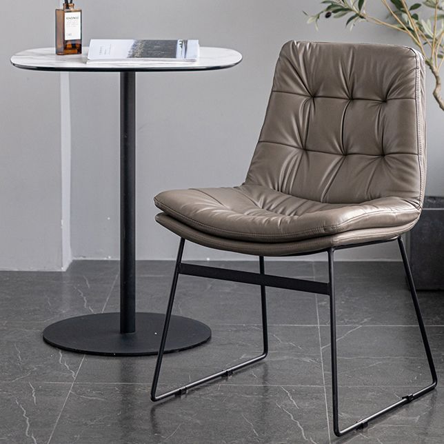 Nordic Upholstered Armless Dining Chairs Metal Legs Solid Back Chair for Home Use