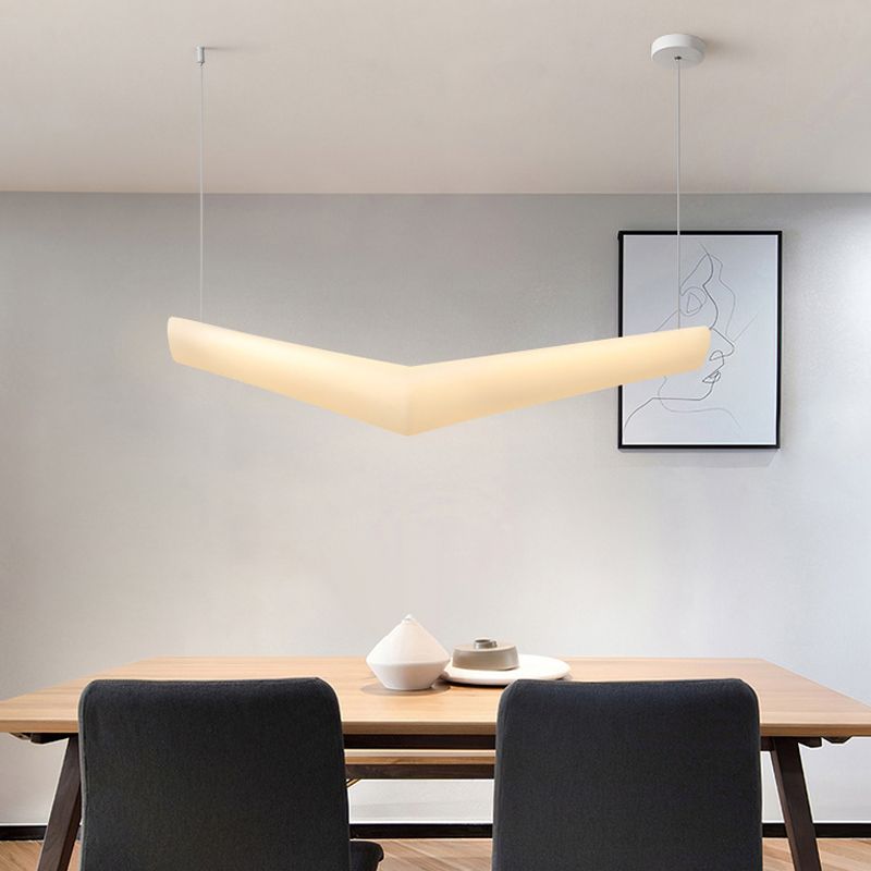 V Shape Island Light Minimalist Led colgante de plástico para comedor para el comedor