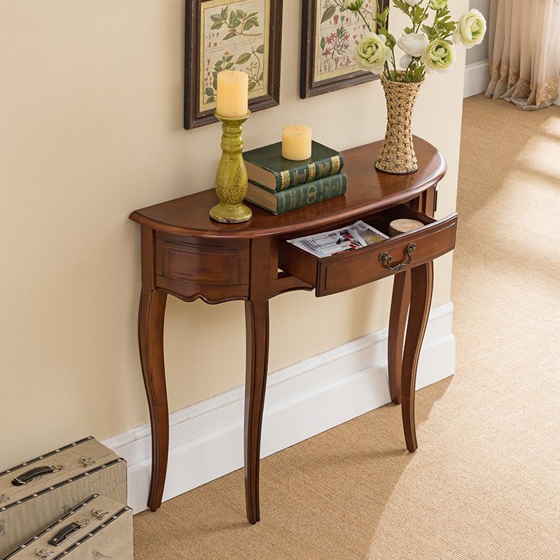 Solid Wood Console Table 13" W Mid-Century Modern Storage Console