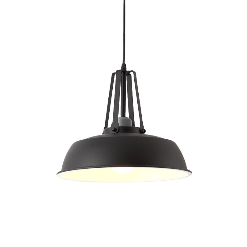 14"/18" Dia Drum Hanging Light Kit Minimalist Metal 1 Light Black/White/Grey Hanging Pendant Lamp