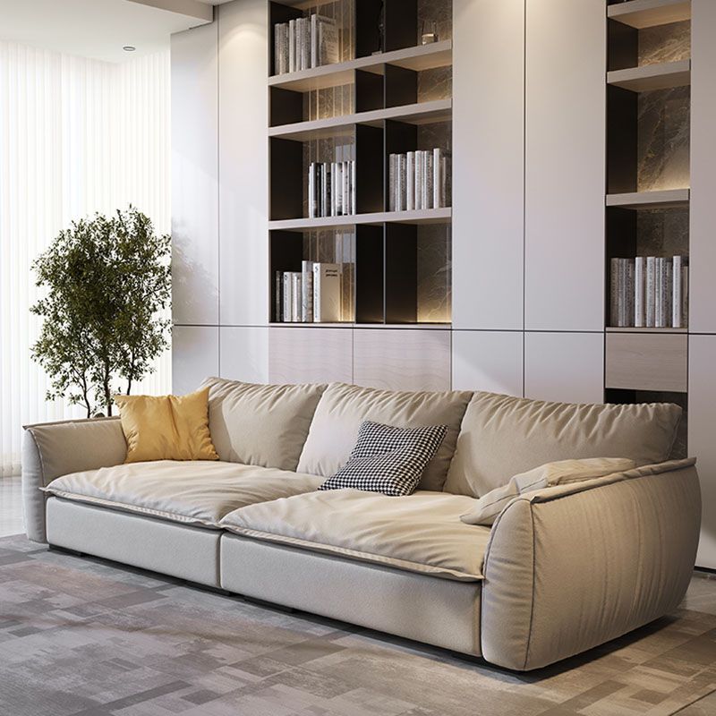 Stain Resistant Stationary Slipcovered Faux Leather Cushions Settee