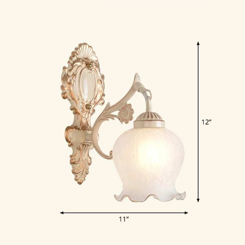 Frosted Glass Shaded Wall Lamp Country Style Hallway Wall Sconce Lighting Fixture