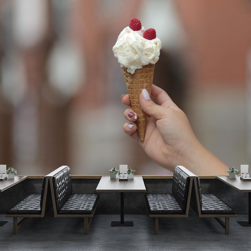 Nice Ice Cream Mural Mildew Resistant Contemporary Wall Covering for Commercial Use