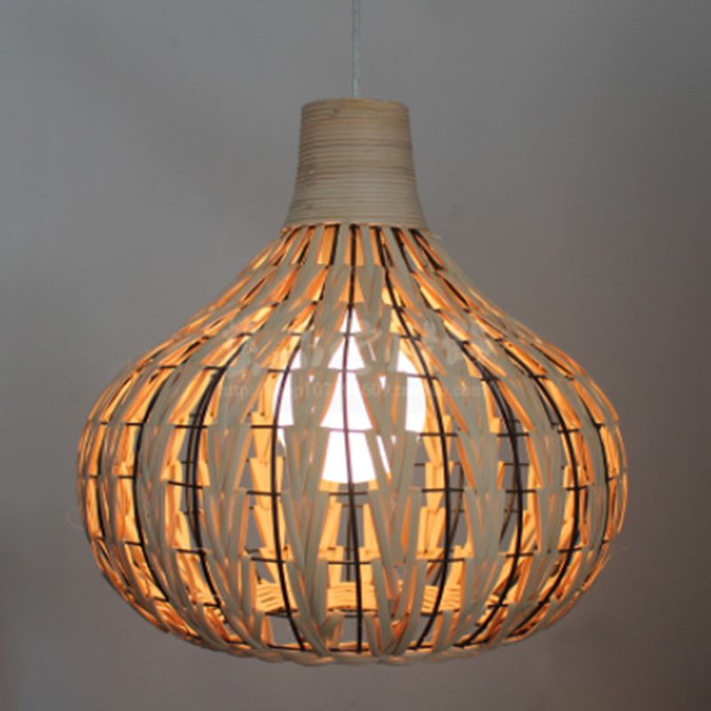 1 Light Bulb Hanging Lights Asia Cane Ceiling Fixture with Hanging Cord for Restaurant
