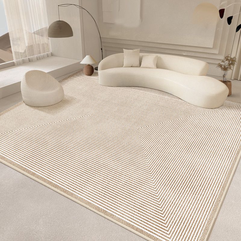 Simple Plain Stripes Rug Polyester Indoor Rug Non-slip Area Carpet for Living Room and Bedroom