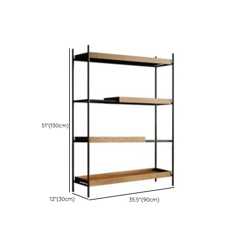 Contemporary Wooden Bookshelf Open Back Etagere Bookcase with Shelves