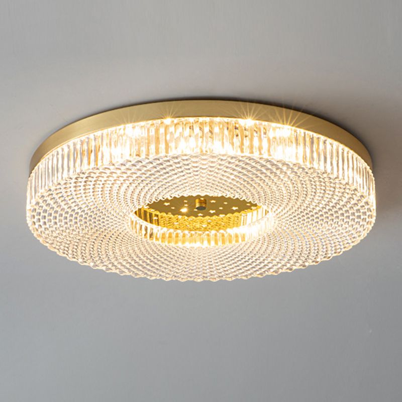 Modern Circular LED Flush Mount Lighting Golden / Black Ceiling Light for Bedroom