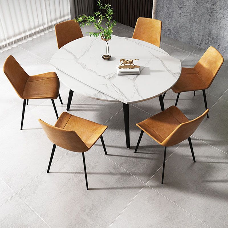 Modern Stone Round Table Standard Height Dining Table with 4 Legs