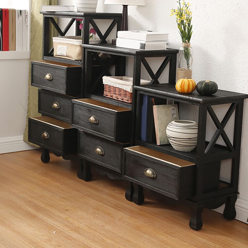 Modern Wood Accent Chest with Drawers and Shelf 11.81" Wide Chest