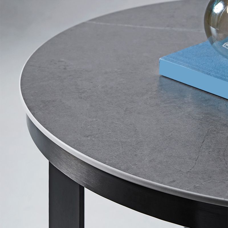 Mid-Century Round Slate Side Table Luxurious Pedestal End Table