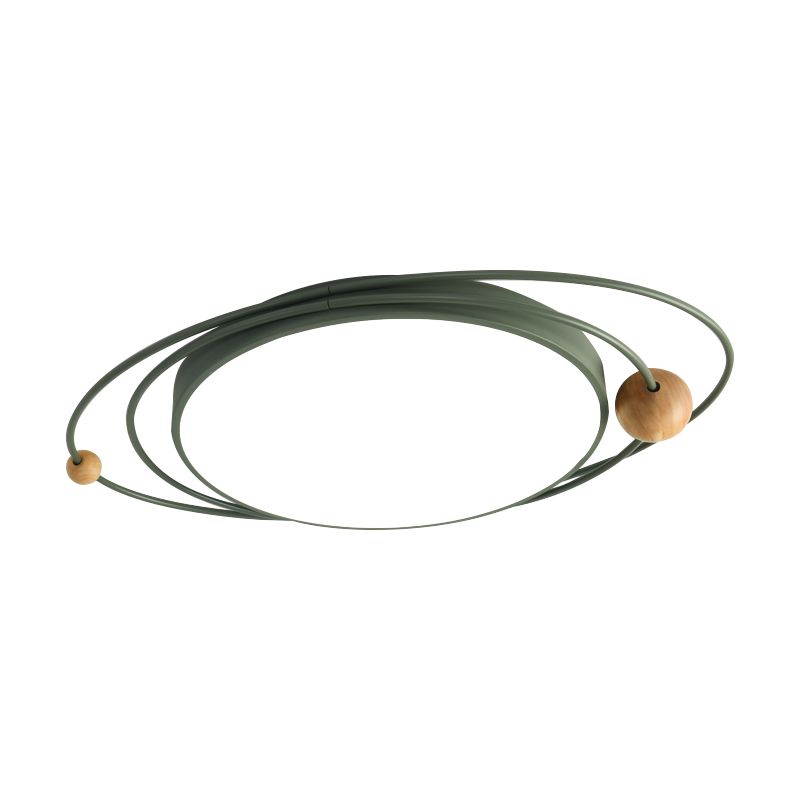 Luz empotrada redonda de 21"/26"/31" de diámetro con diseño de órbita Metal nórdico Gris/Blanco/Verde Montaje empotrado en techo LED para dormitorio en cálido/Blanco/Neutro