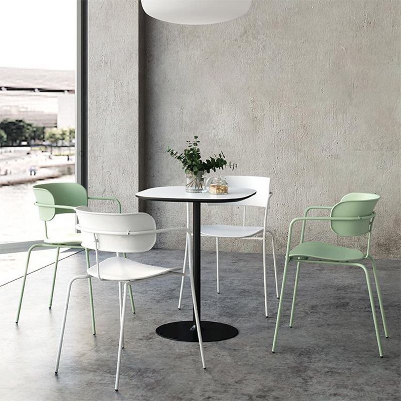 Contemporary Metal Dining Room Chair Arm Open Back Dining Side Chair for Dining Room