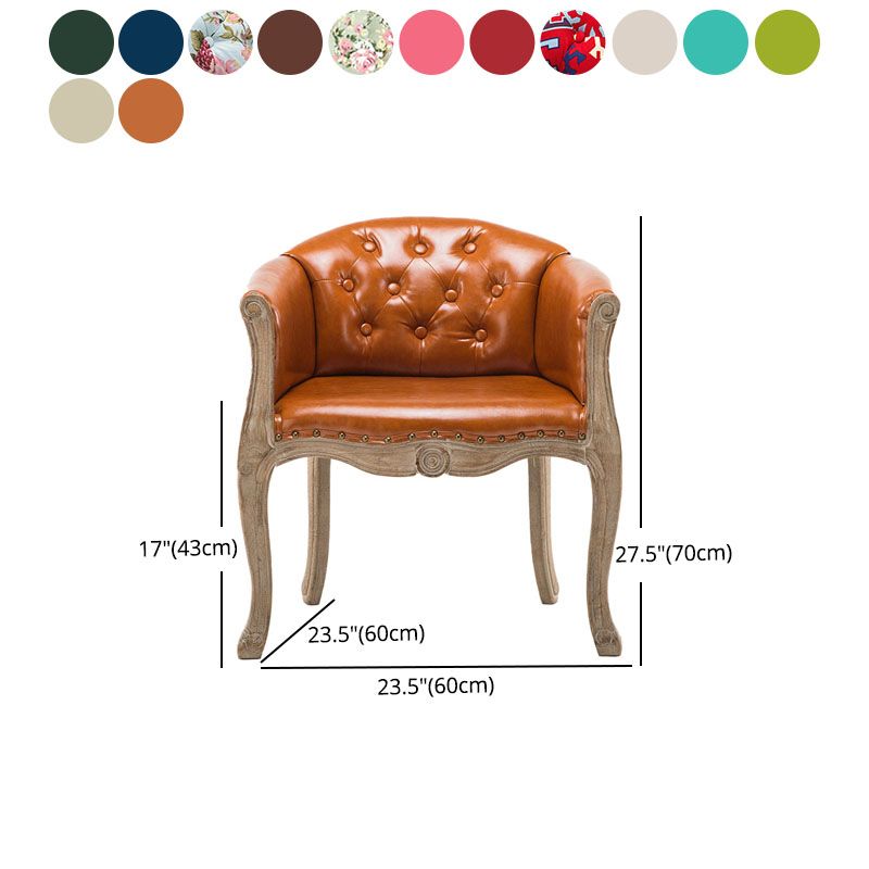 Farmhouse Home Solid Back Arm Chair Leather Matte Finish Dining Chair