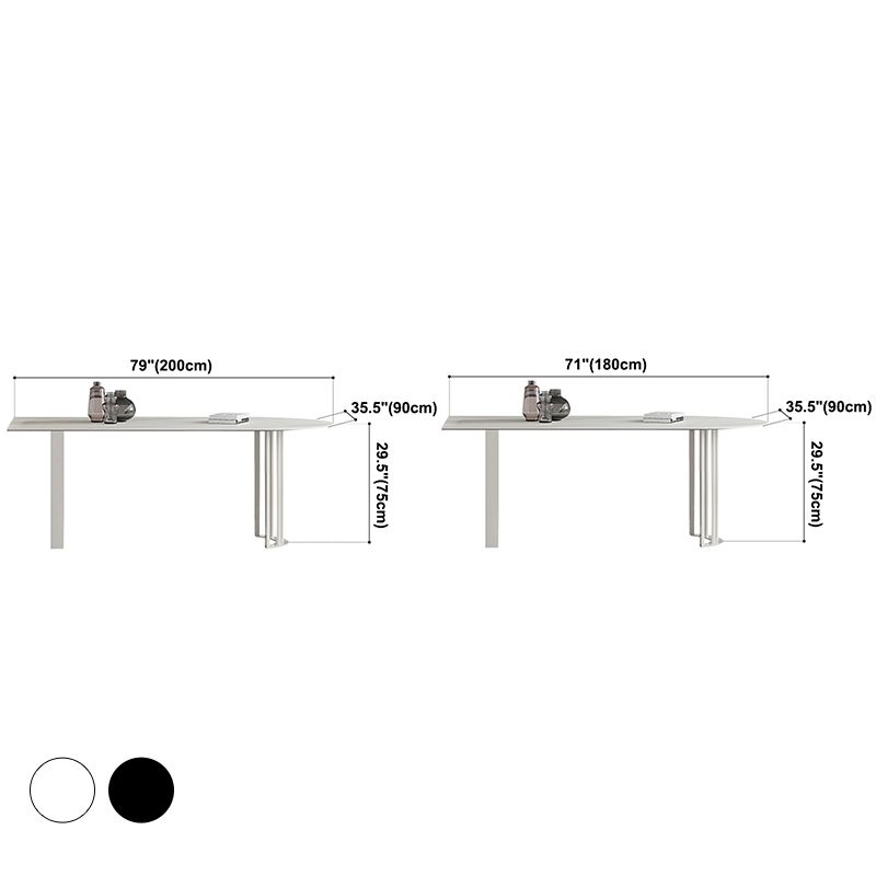 Onregelmatige eettafel van gesinterd steen Moderne eilandtafel met wit/zwart dubbel voetstuk