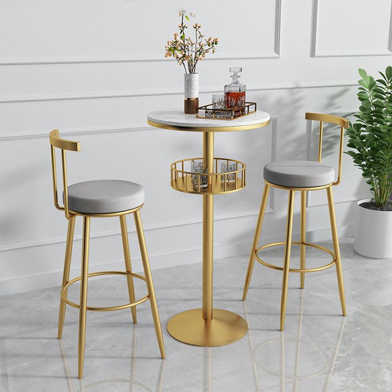 Scandinavian Metal Barstool Fabric Counter Stool in Matte Finish