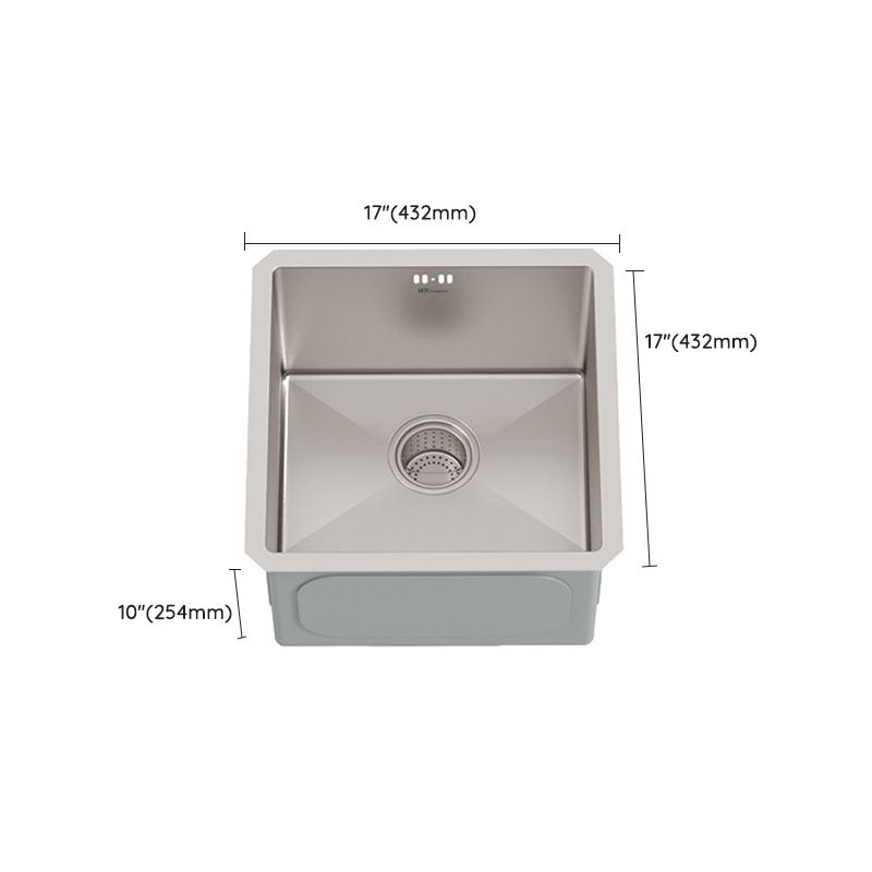 Square Stainless Steel Kitchen Sink Single Bowl Sink with Drain Assembly