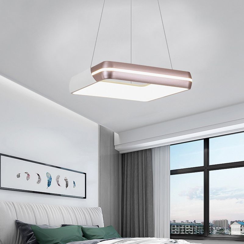Iluminación colgante cuadrado moderno metal led rosa oro colgante colgante de colgante para comedor para comedor