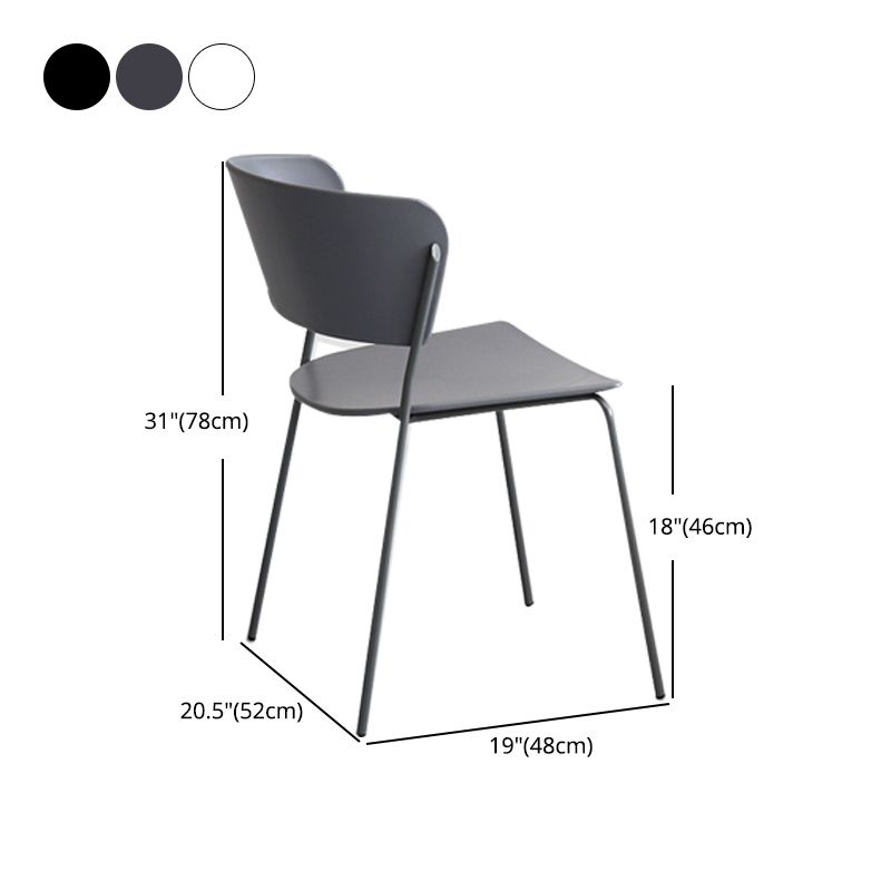 Silla lateral escandinava de plástico para interiores y exteriores, silla con respaldo abierto