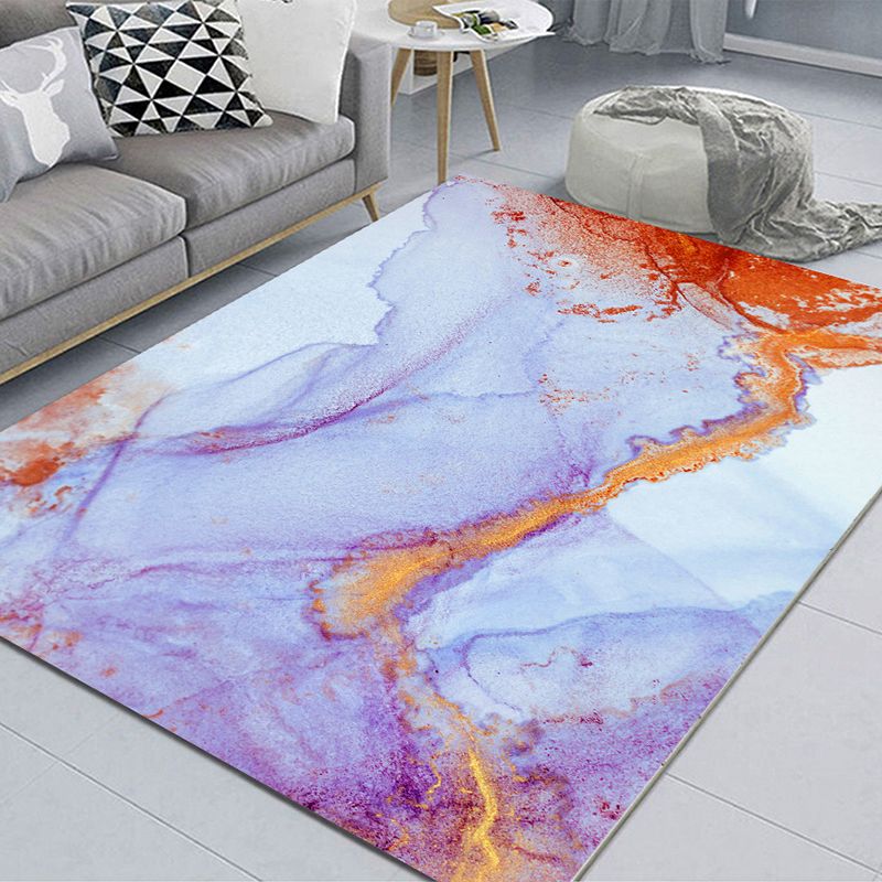 Trendy Watercolor Printed Area Rug Modern Rectangle Carpet Friendly Washable Rug for Living Room