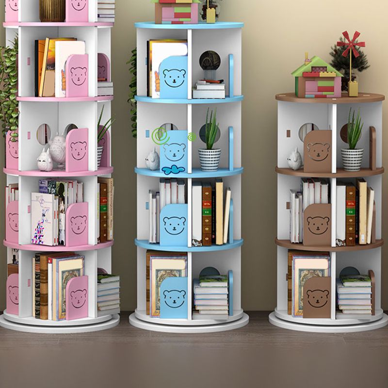 Contemporary Freestanding Book Organizer Circular Bookcase with Shelf