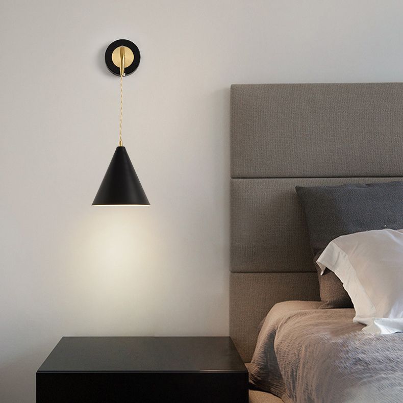 Contemporary Metal Wall Light Black/White Lighting for Living Room