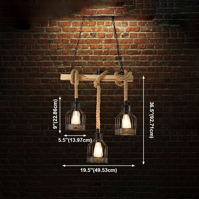 Industrial Style Hemp Rope Pendant Light Retro Hanging Light for Living Room