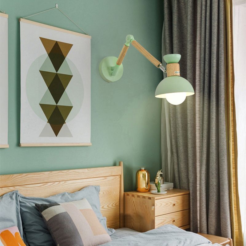 Sala de estar una cabeza una pared de pared de metal y madera de pared ajustable de pared lámpara de luz de pared