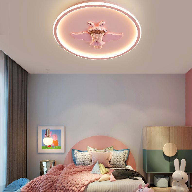 Lámpara de techo LED para dormitorio moderno con montaje empotrado de metal circular con 1 luz