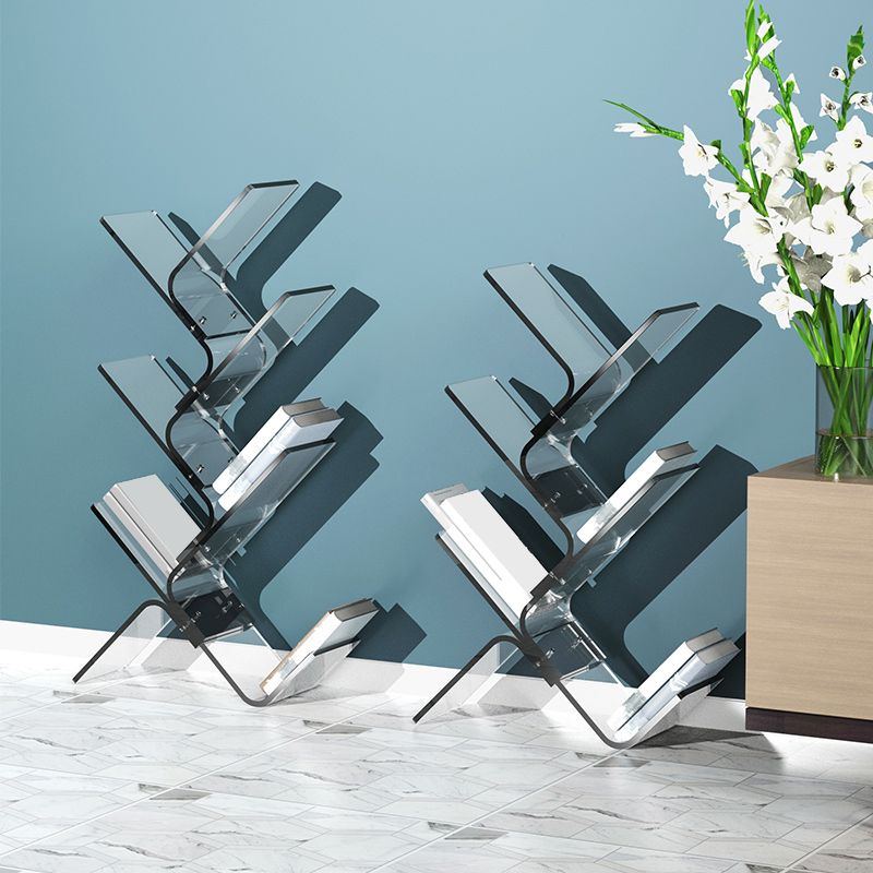 Modern Open Back Standard Bookshelf Acrylic Bookcase with Shelves for Study Room