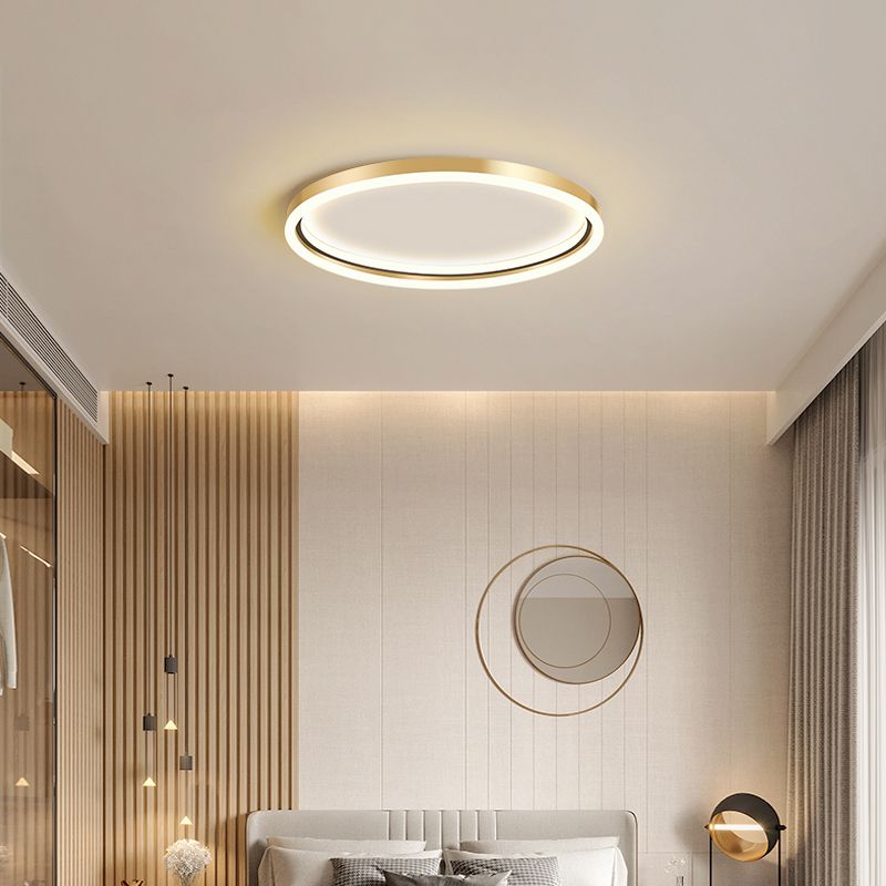 Aluminum Ring Ceiling Flush Mount Light Simplicity Golden LED Flush Mounted Lamp for Bedroom