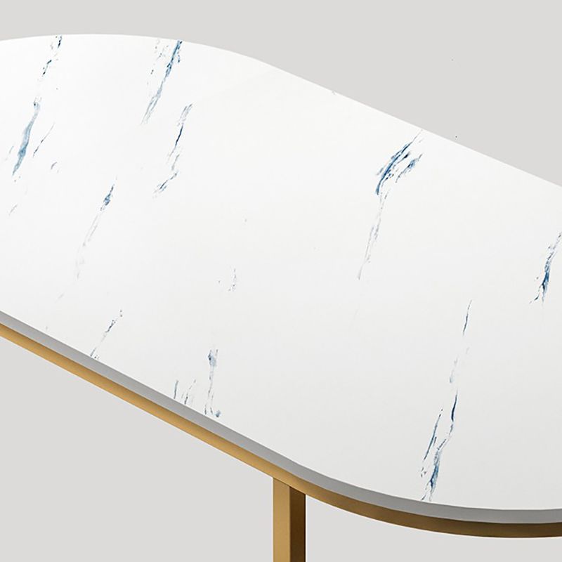Glam Style Oval Marble Coffee Table with Iron Base Coffee Cocktail Table