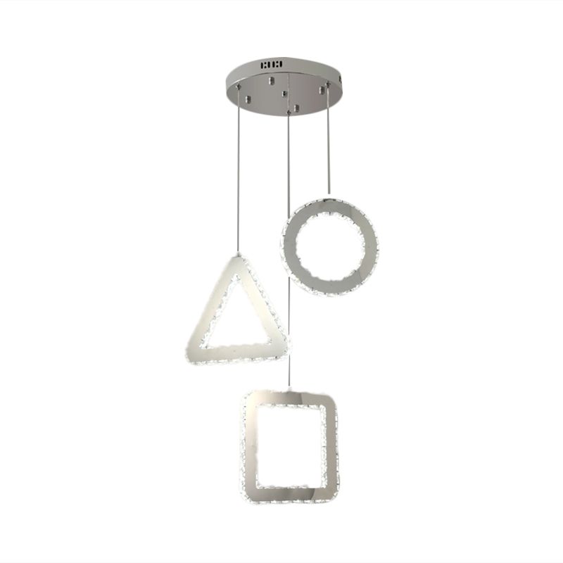 Cristalli trasparenti lampada a più soffitto in acciaio inossidabile geometrico LED contemporaneo LED Accensione, baldacchino lineare/rotondo
