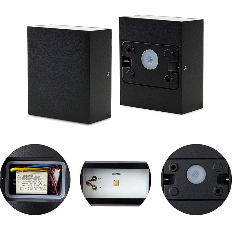 Square Shape Wall Lamp Modern Style Metal 2 Light Wall Light in Black/White