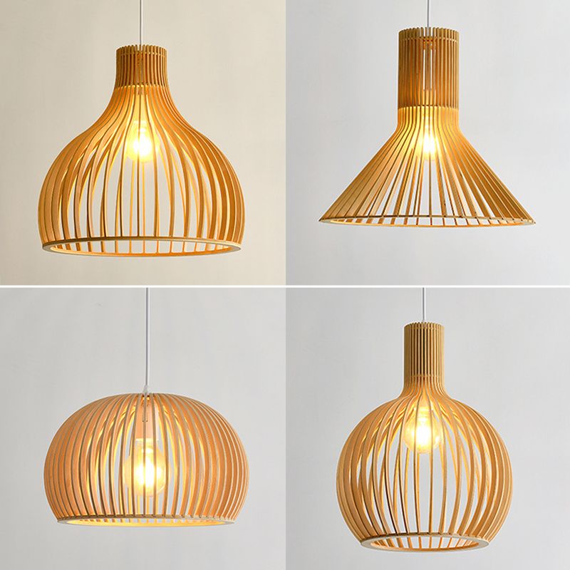 Luce a sospensione in legno in stile moderno 1 Apparecchio di lampada appesa alla luce per soggiorno