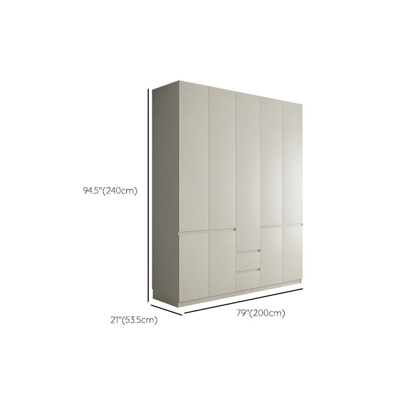 Wood Wardrobe Cabinet with Shelves Hinged Wardrobe Armoire for Home