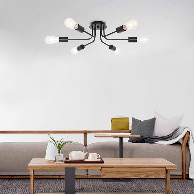 Metal Sputnik Shape Flush Mount Light Modern Multi Lights Flush Mounted Light Fixture