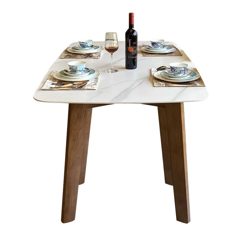 Mesa de comedor rectangular moderna, patas de madera maciza, mesa de cocina y comedor