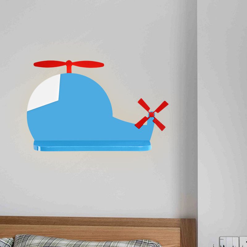 Illuminazione a muro di aeroplano cartone animato lampada scontata a parete blu in metallo in bianco/3 colori per la camera da letto per bambini