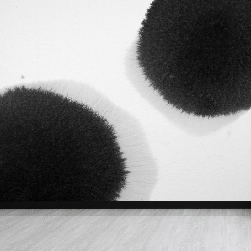 Minimalist Ink Brushstroke Wall Mural Black and White Waterproofing Wall Decor for Room